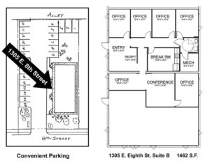 Traverse City Business Office for Lease. 1305 8th St. Suite B Floor Plan. Noland Building and Development.